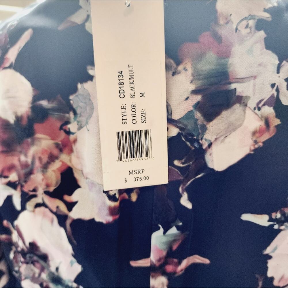 NICOLE MILLER BLACK NEW FLORAL DRESS MSRP 375.00 MED - Picture 3 of 7